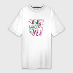 Женская футболка-платье Майнкрафт скелет лучник