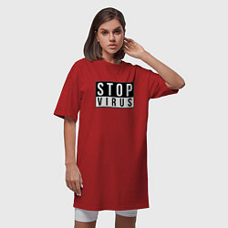 Футболка женская-платье Stop Virus, цвет: красный — фото 2