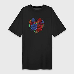 Женская футболка-платье Цветочное сердце