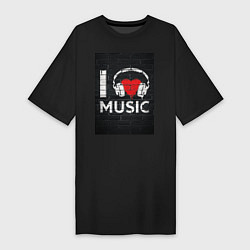 Женская футболка-платье I love music