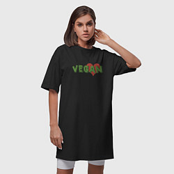 Футболка женская-платье Vegan Love, цвет: черный — фото 2