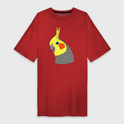 Женская футболка-платье Попугай корелла портрет