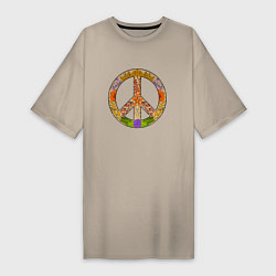 Женская футболка-платье Peace and flowers