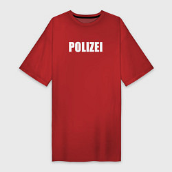 Женская футболка-платье POLIZEI Полиция Надпись Белая