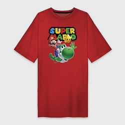 Женская футболка-платье Марио и Йоши в полёте