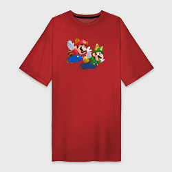 Женская футболка-платье Марио и Луиджи улетают на юг
