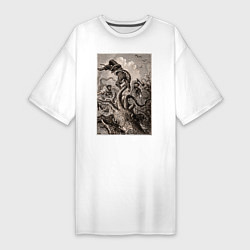 Женская футболка-платье Кракен морское чудовище