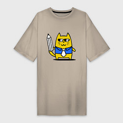 Женская футболка-платье Деловой котик