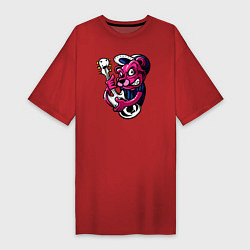 Женская футболка-платье Гитарист медведь