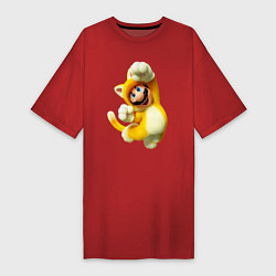 Футболка женская-платье Mario cat, цвет: красный