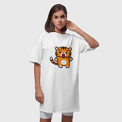 Футболка женская-платье Милый тигренок - символ года 2022, цвет: белый — фото 2
