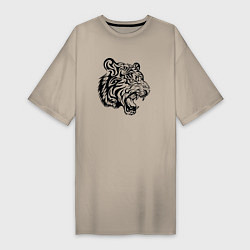Женская футболка-платье Голова тигра тату