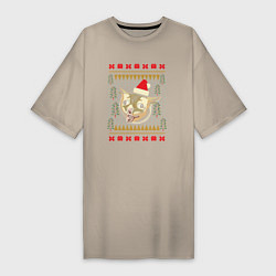 Женская футболка-платье Рождественский свитер кашляющий кот