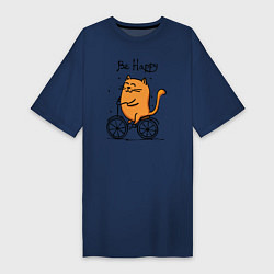 Женская футболка-платье Кот велосипедист