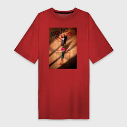 Футболка женская-платье Игра в кальмара: Постер, цвет: красный