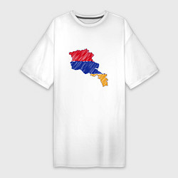 Футболка женская-платье Карта Армения, цвет: белый