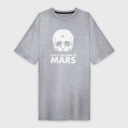 Футболка женская-платье 30 Seconds to Mars белый череп, цвет: меланж