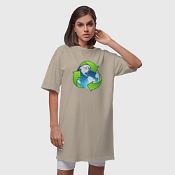 Футболка женская-платье Земля Экология, цвет: миндальный — фото 2