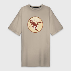 Женская футболка-платье Скорпион бежевый