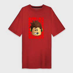 Женская футболка-платье ROBLOX RED LOGO LEGO FACE