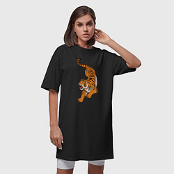 Футболка женская-платье Агрессивный коварный тигр, цвет: черный — фото 2