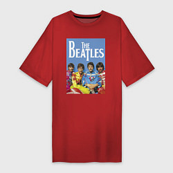 Футболка женская-платье The Beatles - world legend!, цвет: красный