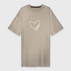 Женская футболка-платье Сердце любви белое