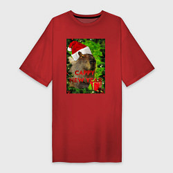 Женская футболка-платье Капибара happy new year capybara новый год