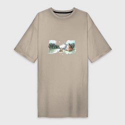 Женская футболка-платье Поход в горы