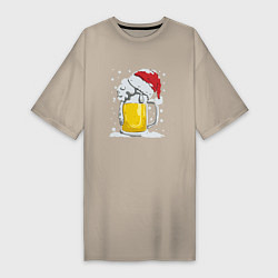 Женская футболка-платье Новогодняя кружка пивасика