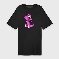 Футболка женская-платье Дракоша маленькая розовая, цвет: черный
