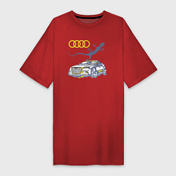 Футболка женская-платье Audi Quattro - зачётное точило!, цвет: красный