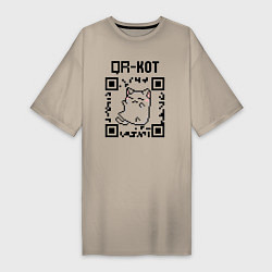 Женская футболка-платье QR кот QR code