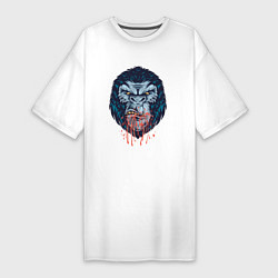 Женская футболка-платье Голова буйной гориллы