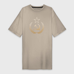 Женская футболка-платье Символы СССР стиль полутон