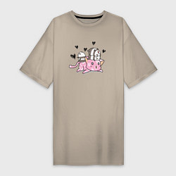 Женская футболка-платье Котик с пандочками