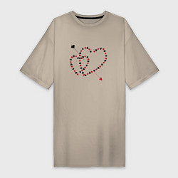 Женская футболка-платье Пронзенные стрелой сердца