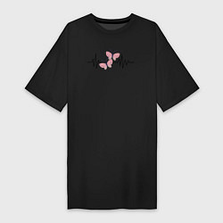 Женская футболка-платье Бабочки сердцебиение