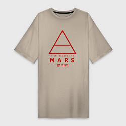 Футболка женская-платье 30 Seconds to Mars рок, цвет: миндальный