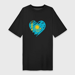 Футболка женская-платье Kazakhstan Heart, цвет: черный