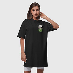 Футболка женская-платье Маленькая панда в кармане, цвет: черный — фото 2