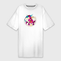 Женская футболка-платье Сердитая птица в красивых цветах