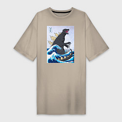 Женская футболка-платье Godzilla in The Waves Eastern
