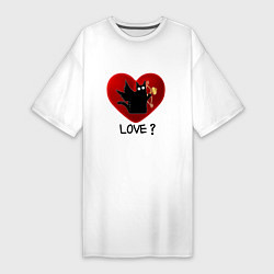 Женская футболка-платье WHAT CAT LOVE Сердце