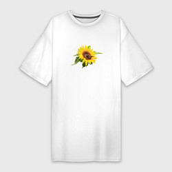 Женская футболка-платье Бабочка на цветке подсолнуха
