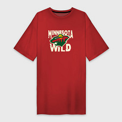 Футболка женская-платье Миннесота Уайлд, Minnesota Wild, цвет: красный