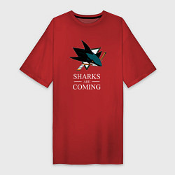 Женская футболка-платье Sharks are coming, Сан-Хосе Шаркс San Jose Sharks