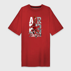 Футболка женская-платье Майкл Джордан, Chicago Bulls, Чикаго Буллз, цвет: красный