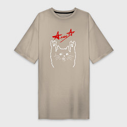 Женская футболка-платье Алиса, Рок кот