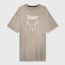 Женская футболка-платье Slipknot, Слипкнот Рок кот